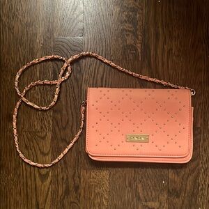 Bebe Pink Crossbody Bag with Chain Detail